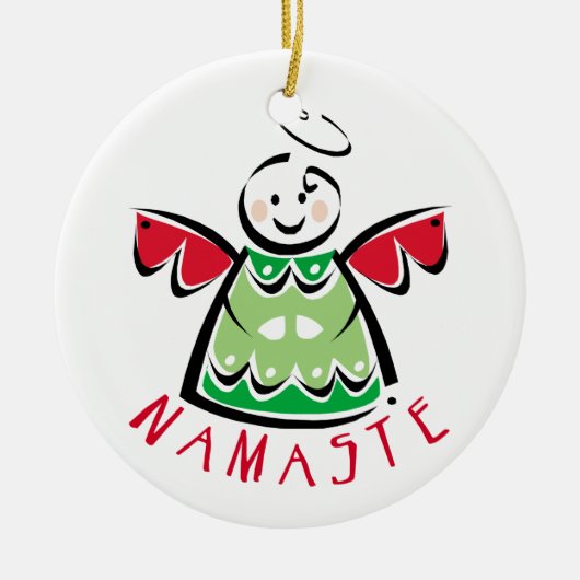 Namaste Yoga Engel Kerstmis Keramisch Ornament (Voorkant)