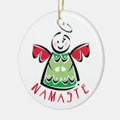 Namaste Yoga Engel Kerstmis Keramisch Ornament (Links)