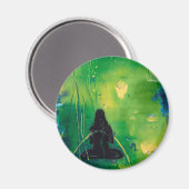 Namaste Yoga Girl Round Magnet (Recto/Verso)