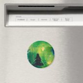 Namaste Yoga Girl Round Magnet (In Situ (Lave-vaisselle))