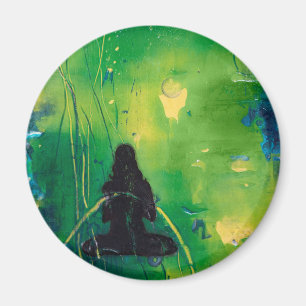 Namaste Yoga Girl Round Magnet Magneet