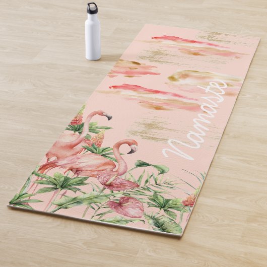 Namaste Yoga Mat met roze flamingos (In situ)
