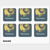 Namaste Yoga Meditation Instructor Blue Gold ZEN Vierkante Sticker (Vel)