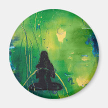 Namaste Yoga Meisje Ronde Magnet