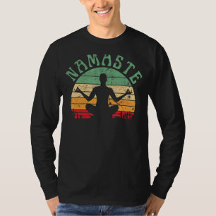 Namaste Yoga Pose Meditation Zen Peace Women Retro T-shirt