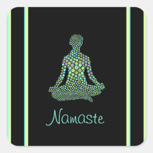 Namaste Yoga Pose Serene gepersonaliseerd Vierkante Sticker