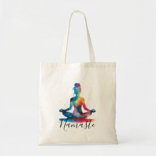 Namaste Yoga Silhouet Kleurrijke meditatie Tote Bag