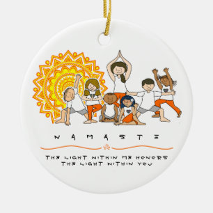 Namaste Yoga stelt leraar met studentensornament Keramisch Ornament