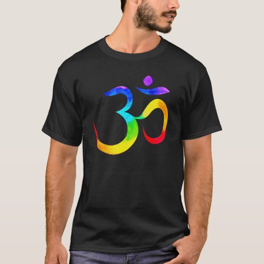 Namaste Yoga Symbol Rainbow T-shirt (Voorkant)