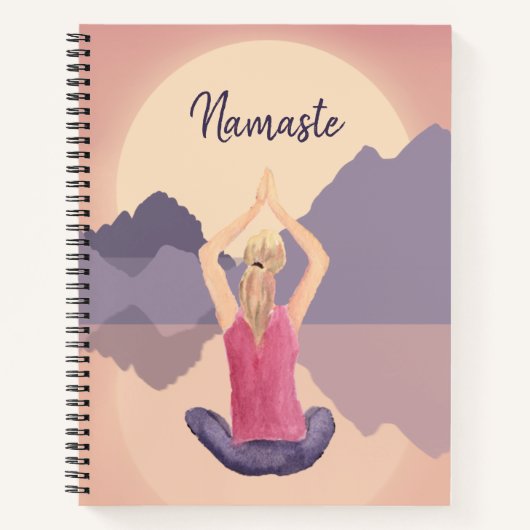 Namaste Yoga Watercolor Sunrise Purple Journal (Devant)