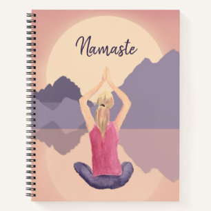 Namaste Yoga Waterverf Sunrise Paarse Journal Notitieboek