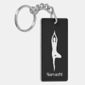 Namasté yogaboom pose silhouet aangepaste sleutelh sleutelhanger (Voorkant Links)