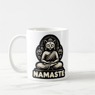 Namaste yogacat in een Boeddha pose Tri-Blend Shir Koffiemok