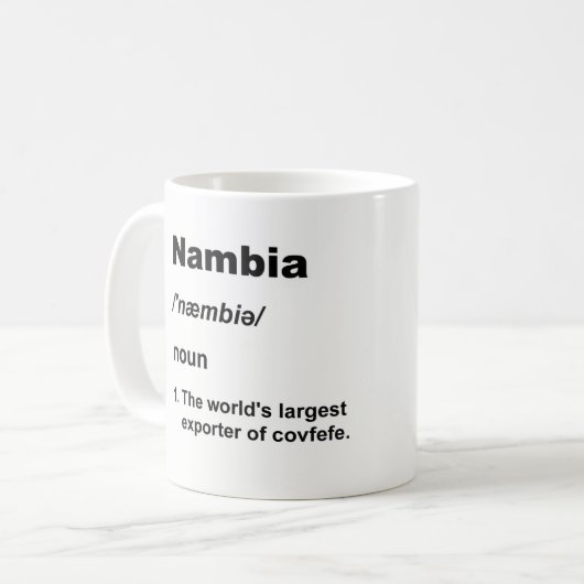 Nambia en covfefe koffiemok (Voorkant links)