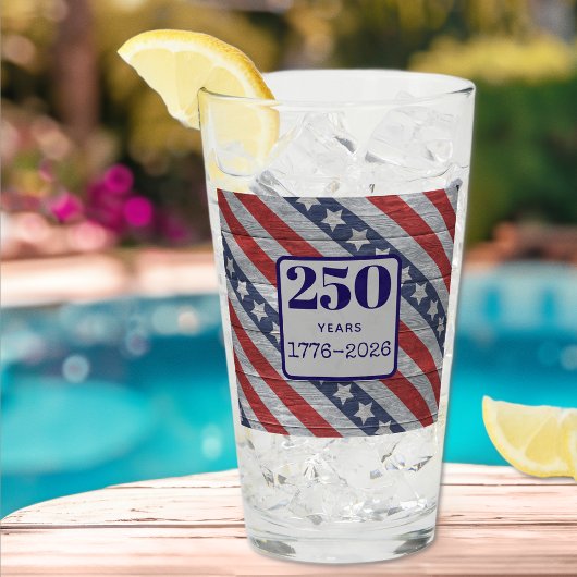 Name 250 years 1776-2026 Stars Stripes Pint Glas
