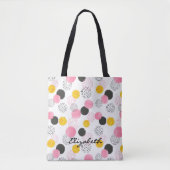 Name, Abstract Pattern Pink Black Gold Circles Draagtas (Voorkant)