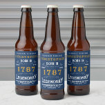 Name And Year Birthday Beer Beer Bottle Label<br><div class="desc">Make your special someone's birthday celebration even more memorable with these vintage blue and gold personalized beer bottle labels. Add their name and the year to the custom labels and make them a gift that will be remembered for years to come. With its classic design and unique touch, it's the...</div>