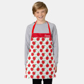 Name Apple Fruit Red White Food Pattern Schort (Gedragen)