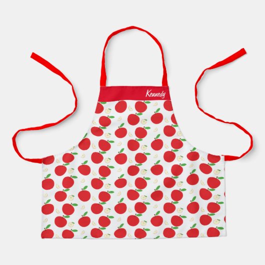 Name Apple Fruit Red White Food Pattern Schort (Voorkant)