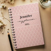 Name, Blush Pink Trellis & Polka Dot Spiral