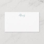 Name Calligraphy Script Plain Simple White Blue Informatiekaartje (Voorkant)