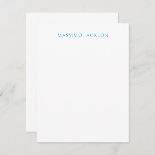 Name Calligraphy Script Plain Simple White Blue Informatiekaartje (Voorkant / Achterkant)