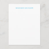Name Calligraphy Script Plain Simple White Blue Informatiekaartje (Voorkant)