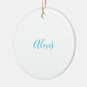 Name Calligraphy Script Plain Simple White Blue Keramisch Ornament (Links)