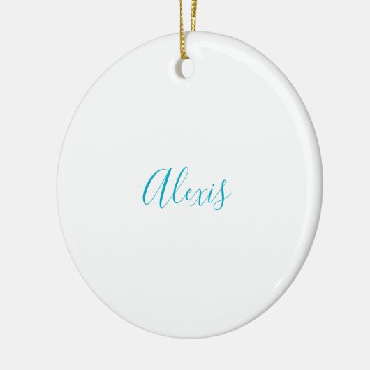 Name Calligraphy Script Plain Simple White Blue Keramisch Ornament (Links)