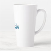 Name Calligraphy Script Plain Simple White Blue Latte Mok (Rechts)