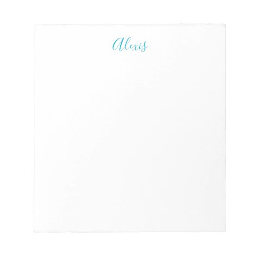 Name Calligraphy Script Plain Simple White Blue Notitieblok (Voorkant)