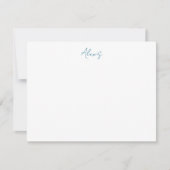 Name Calligraphy Script Plain Simple White Blue Notitiekaartje (Voorkant)