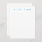 Name Calligraphy Script Plain Simple White Blue Notitiekaartje (Voorkant / Achterkant)