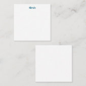 Name Calligraphy Script Plain Simple White Blue Notitiekaartje (Voorkant / Achterkant)