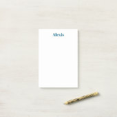 Name Calligraphy Script Plain Simple White Blue Post-it® Notes (Op bureau)
