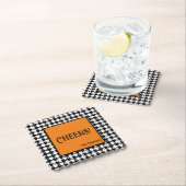 Name & Cheers! Orange Black White Houndstooth  Kartonnen Onderzetters (Insitu)