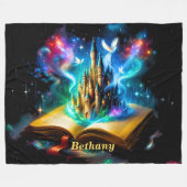 Name, Fantasy Book Castle Fleece Deken (Voorkant (Horizontaal))