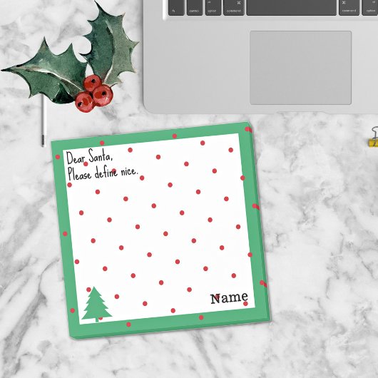 Name, Funny Dear Santa Red Polka Dots Post-it® Notes