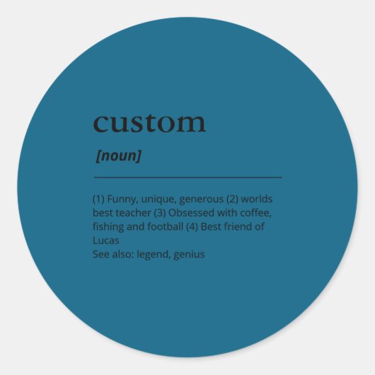 Name Funny Definition Minimalist For Him  Ronde Sticker (Voorkant)