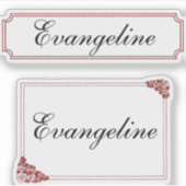 Name in Cursive Script with Burgundy Borders Sticker (Voorkant)