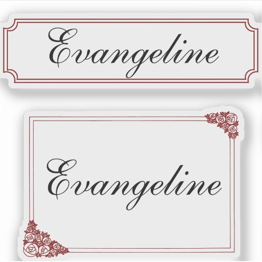 Name in Cursive Script with Burgundy Borders Sticker (Voorkant)