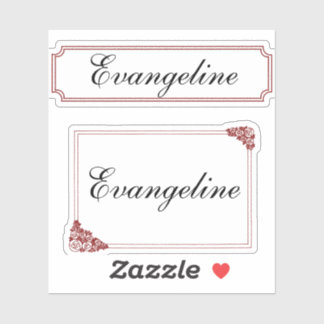 Name in Cursive Script with Burgundy Borders Sticker