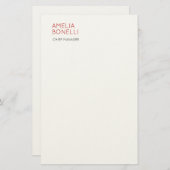 Name Modern Minimalist Professional Plain Casual Briefpapier (Voorkant / Achterkant)