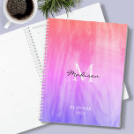 Name Monogram Pink<br><div class="desc">This stylish Planner is decorated with an atmospheric design in shades of pink,  purple,  and coral.
Easily customizable with your name,  monogram,  and year.
Use the Design Tool option to change the text size,  style,  and color.</div>