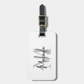 Name Monogram Stylish Script  Bagagelabel (Voorkant verticaal)