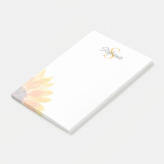 Name Monogram Sunflower Post-it® Notes (Schuin)
