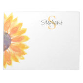 Name Monogram Watercolor Sunflower Notitieblok (Voorkant)