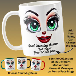 Name Motivation Jasmine, Fabulous Eyes Funny Face Koffiemok