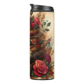 Name, Old Books & Roses Floral  Thermosbeker (Geroteerd rechts)