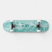Name or Initials Teal Paint Splotches Skateboard (Horizontaal)